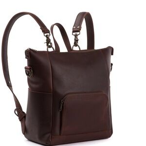 Elegant Dark Brown Leather Backpack